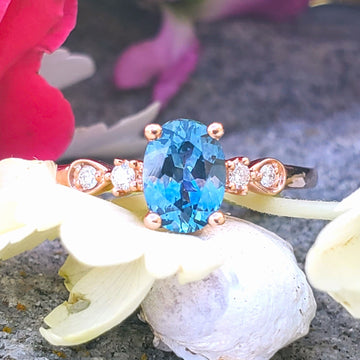 10K Rose Gold Diamond & Montana Sapphire Ring DCR-24741